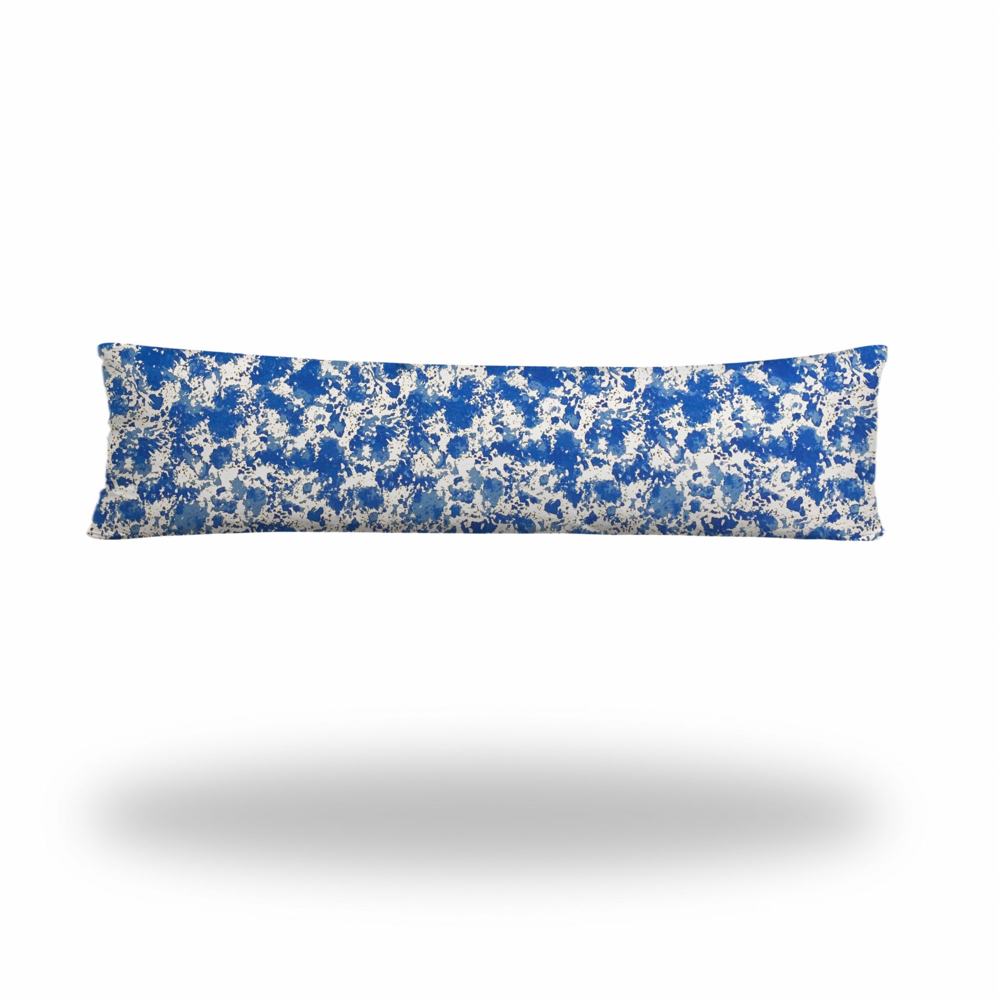 12" X 48" Blue And White Blown Seam Coastal Lumbar Indoor Outdoor Pillow