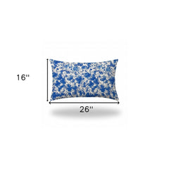 16" X 26" Blue And White Enveloped Coastal Lumbar Indoor Outdoor Pillow - Homeroots