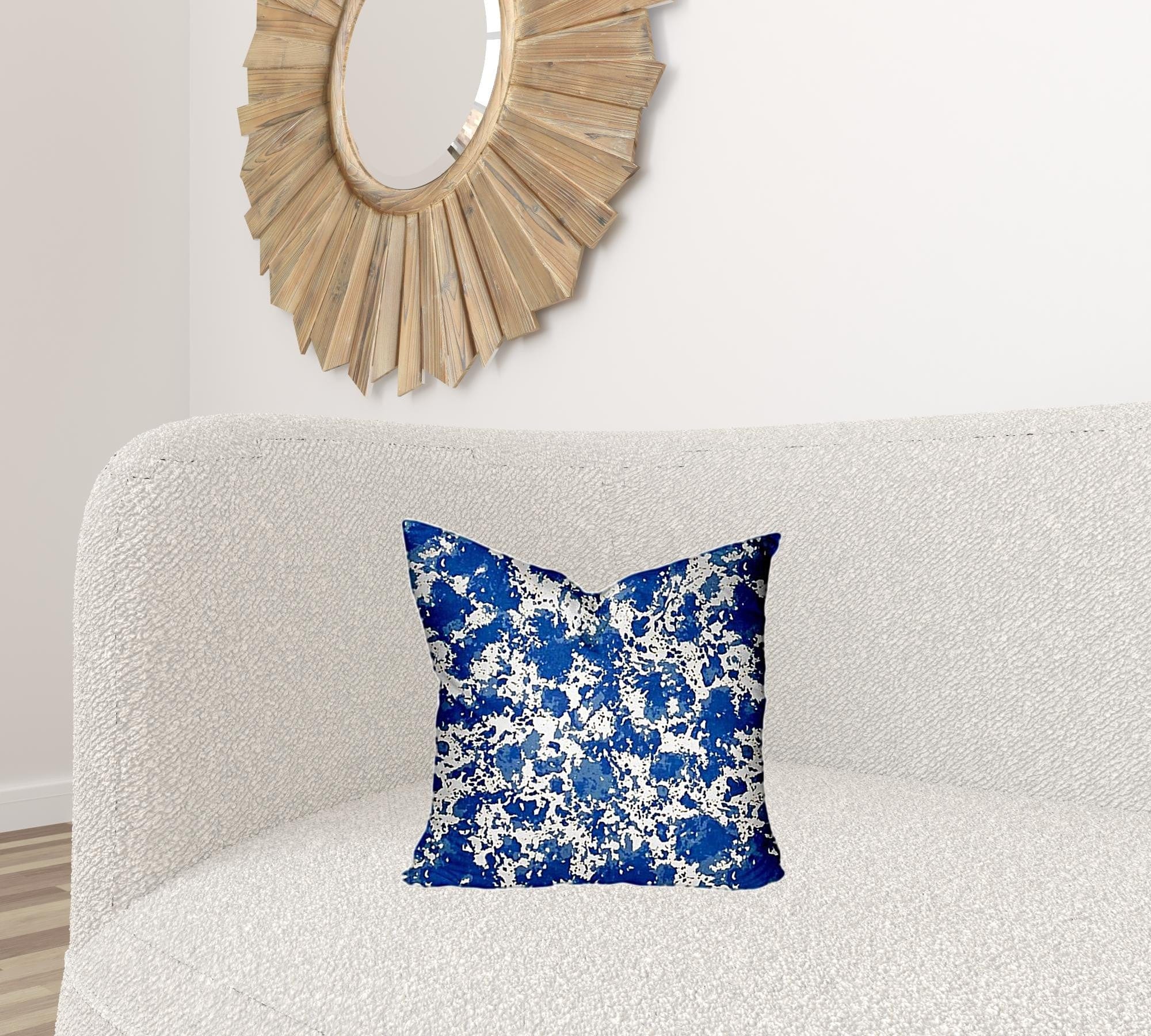 17" X 17" Blue And White Enveloped Coastal Throw Indoor Outdoor Pillow - Homeroots