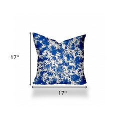 17" X 17" Blue And White Zippered Coastal Throw Indoor Outdoor Pillow