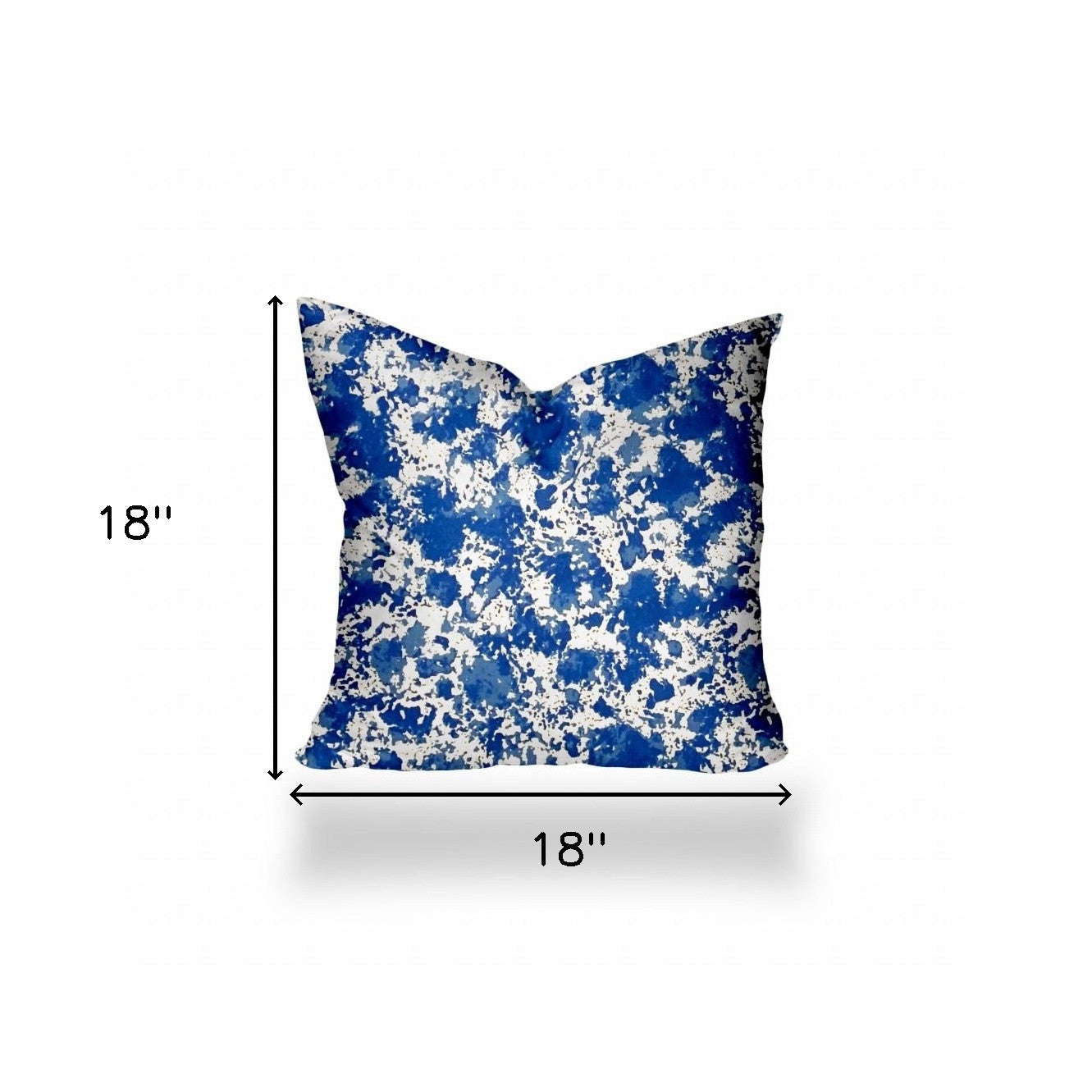 18" X 18" Blue And White Blown Seam Coastal Throw Indoor Outdoor Pillow