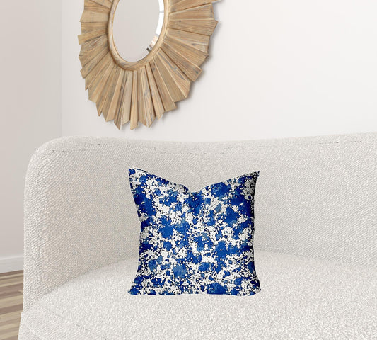 18" X 18" Blue And White Blown Seam Coastal Throw Indoor Outdoor Pillow