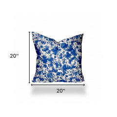 20" X 20" Blue And White Enveloped Coastal Throw Indoor Outdoor Pillow