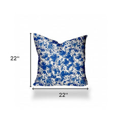 22" X 22" Blue And White Enveloped Coastal Throw Indoor Outdoor Pillow - Homeroots