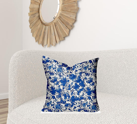 22" X 22" Blue And White Enveloped Coastal Throw Indoor Outdoor Pillow