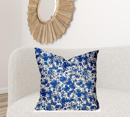 26" X 26" Blue And White Enveloped Coastal Throw Indoor Outdoor Pillow