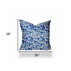 36" X 36" Blue And White Enveloped Coastal Throw Indoor Outdoor Pillow