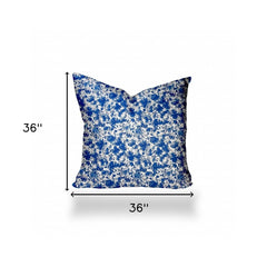 36" X 36" Blue And White Zippered Coastal Throw Indoor Outdoor Pillow - Homeroots