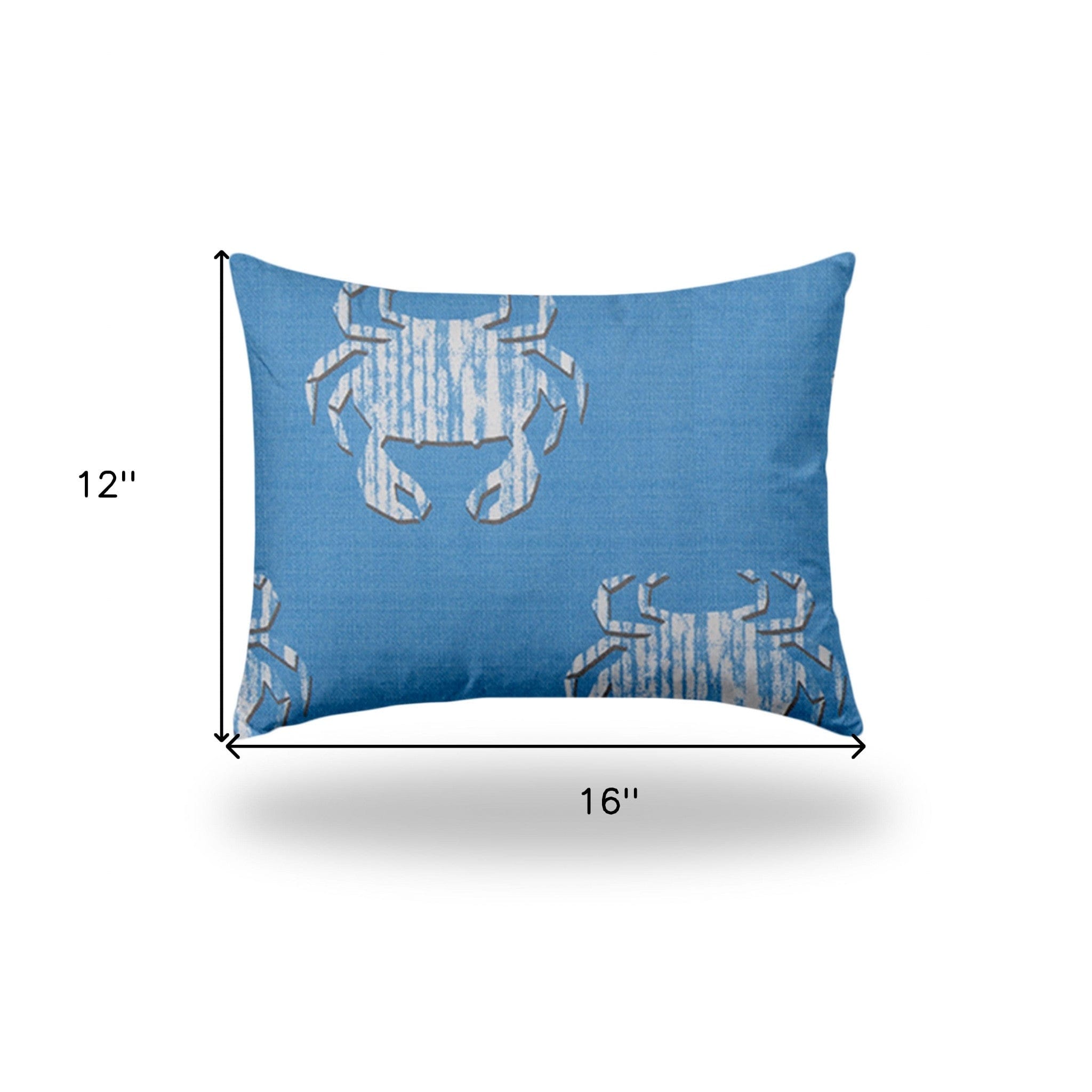 12" X 16" Blue And White Crab Enveloped Coastal Lumbar Indoor Outdoor Pillow - Homeroots