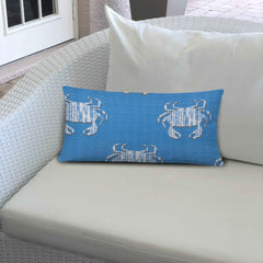 12" X 18" Blue And White Zippered Coastal Lumbar Indoor Outdoor Pillow - Homeroots