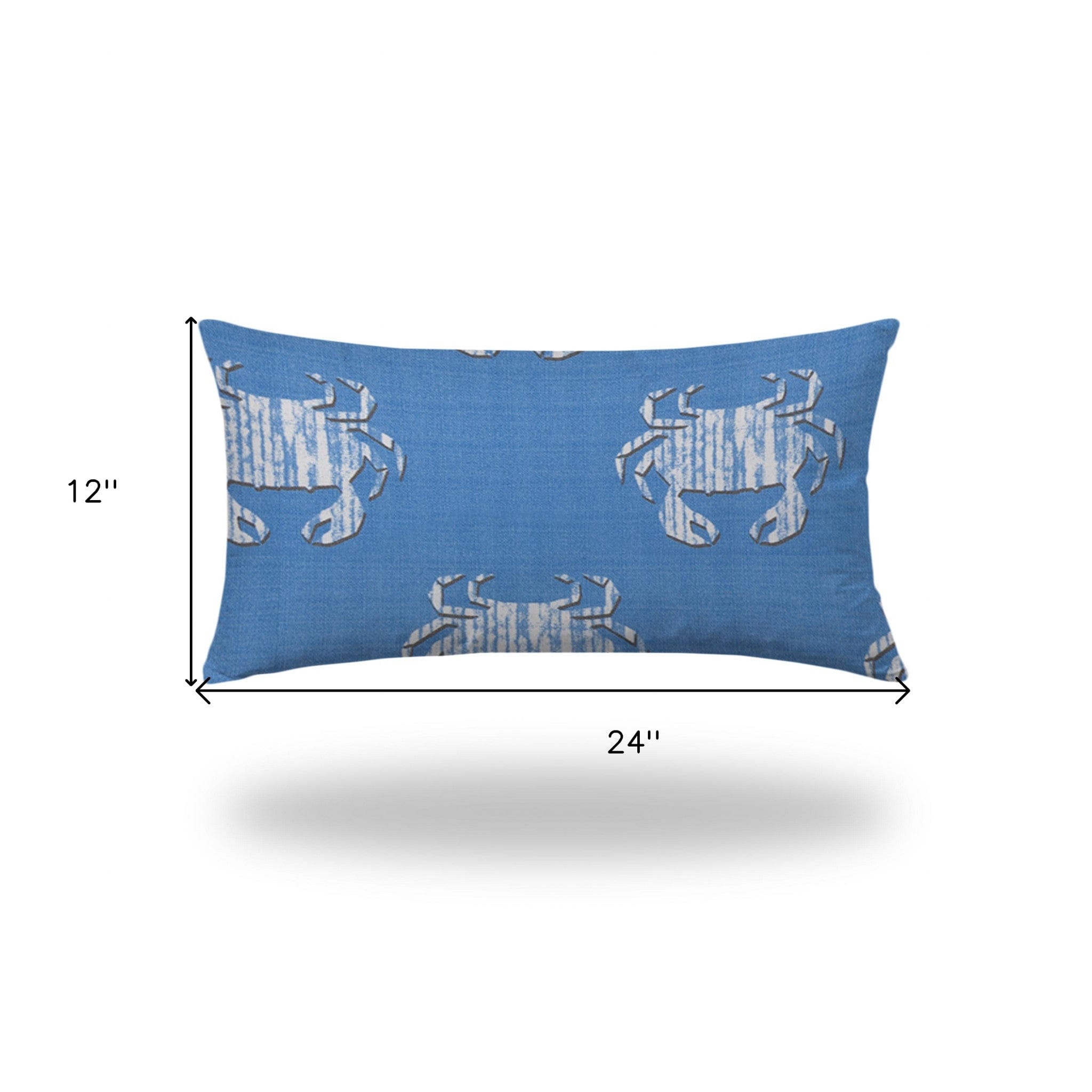 14" X 24" Blue And White Crab Zippered Coastal Lumbar Indoor Outdoor Pillow - Homeroots