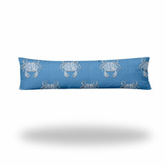 12" X 48" Blue And White Crab Enveloped Coastal Lumbar Indoor Outdoor Pillow - Homeroots