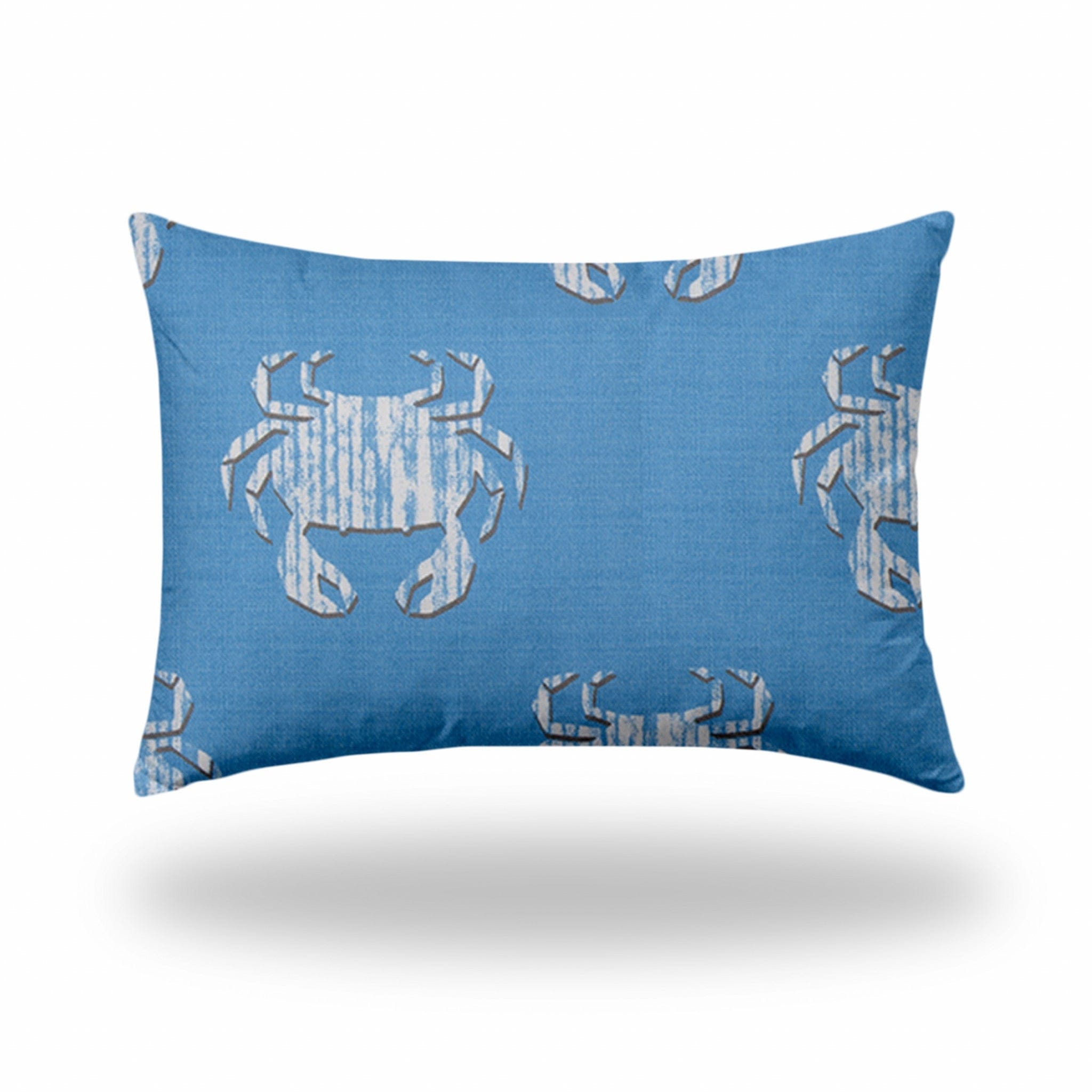 14" X 20" Blue And White Crab Zippered Coastal Lumbar Indoor Outdoor Pillow - Homeroots