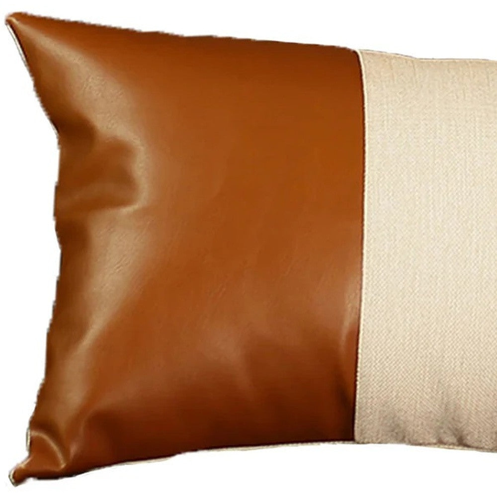 Set of Four 12" X 20" Brown and White Lumbar Throw Pillow