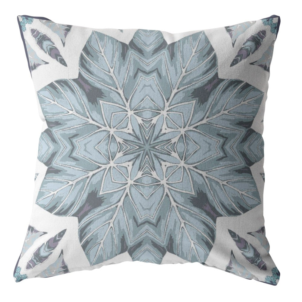 18" Blue Floral Forest Zippered Suede Throw Pillow