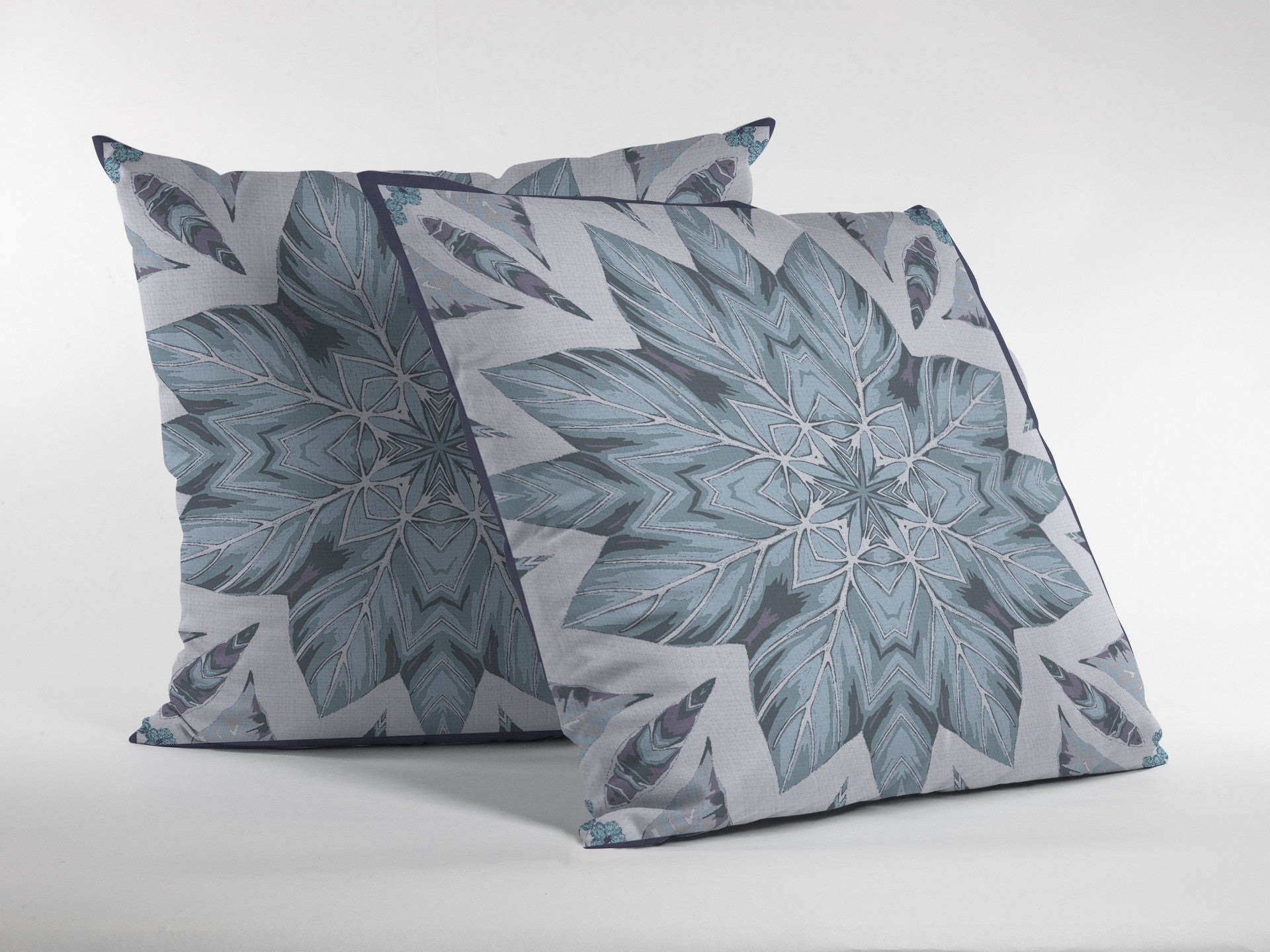 18" Blue Floral Forest Zippered Suede Throw Pillow