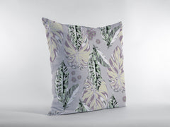 18” Blue Purple Tropical Leaf Zippered Suede Throw Pillow - Homeroots