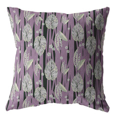 18” Lavender Black Fall Leaves Zippered Suede Throw Pillow