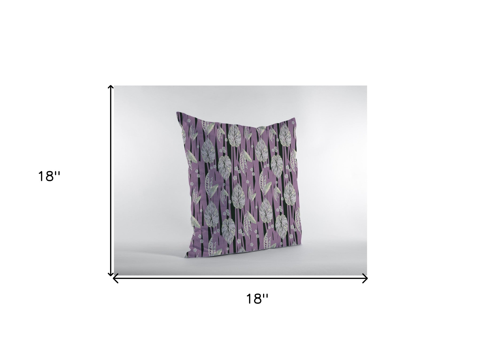 18” Lavender Black Fall Leaves Zippered Suede Throw Pillow