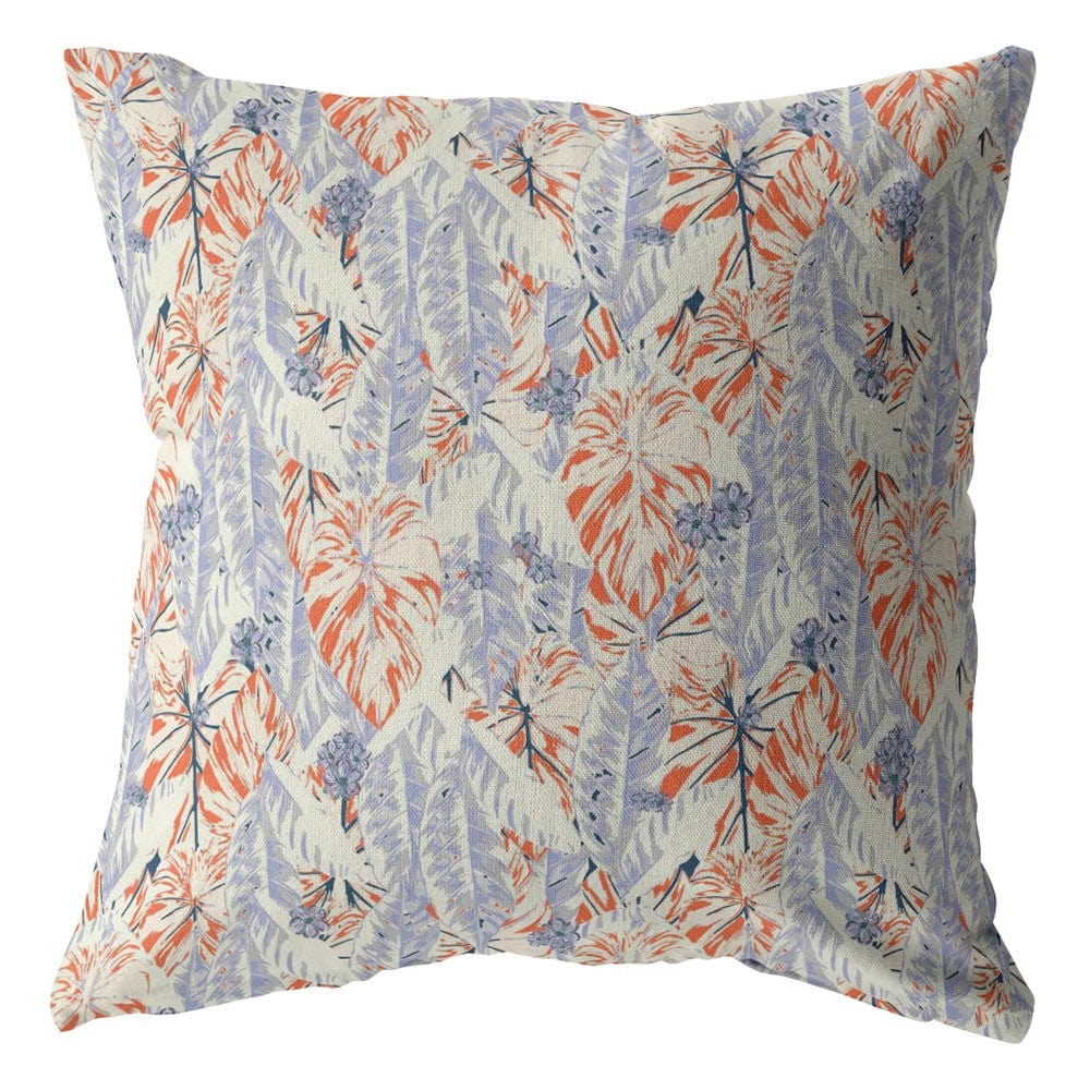 16" Orange Lavender Tropics Zippered Suede Throw Pillow - Homeroots