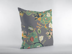 16" Green Gray Garden Zippered Suede Throw Pillow - Homeroots