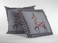 16" Purple Cream Boho Deer Zippered Suede Throw Pillow - Homeroots