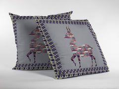 18" Purple Cream Boho Deer Zippered Suede Throw Pillow