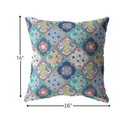 16” Blue Peach Trellis Suede Zippered Throw Pillow