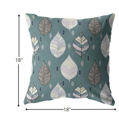 18” Pine Green Leaves Suede Zippered Throw Pillow