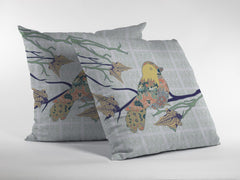 16" Light Green Sparrow Zippered Suede Throw Pillow