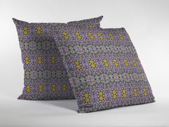 18” Purple Yellow Geofloral Zippered Suede Throw Pillow - Homeroots