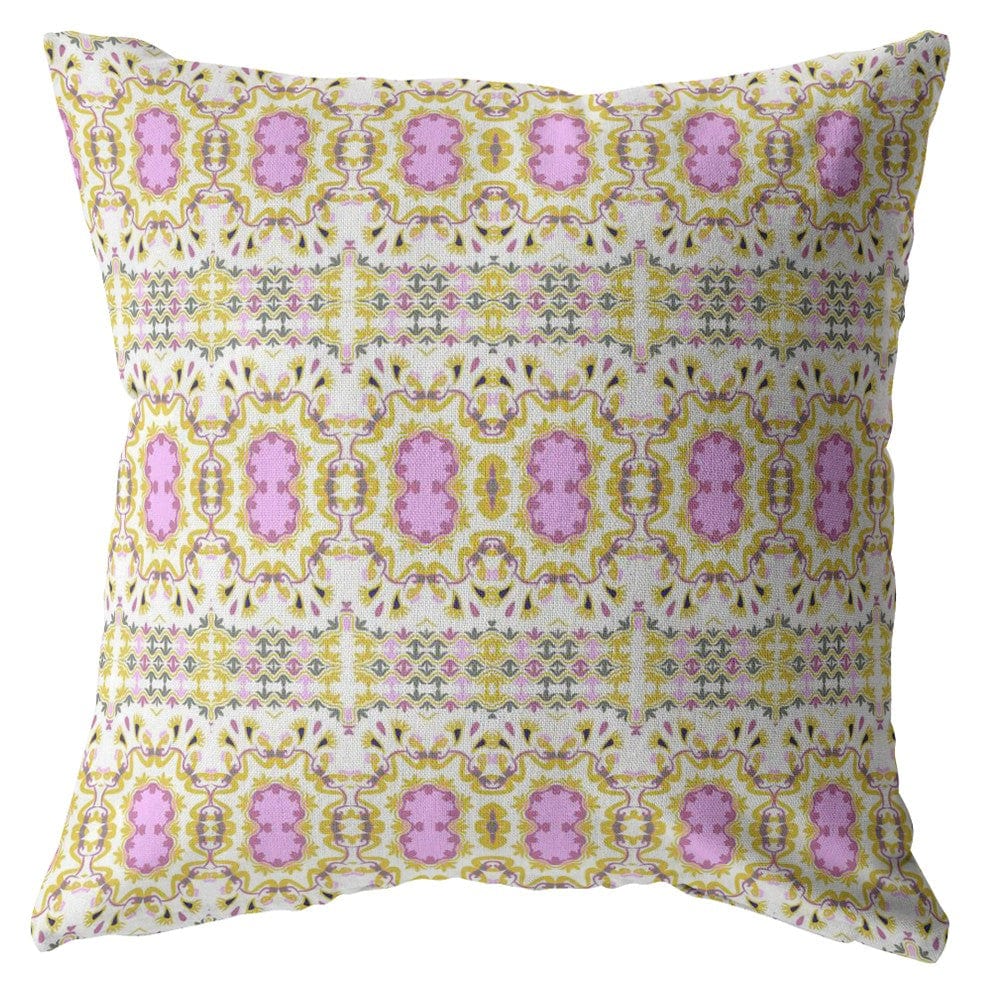 16” Yellow Lavender Geofloral Zippered Suede Throw Pillow - Homeroots