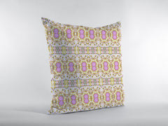 16” Yellow Lavender Geofloral Zippered Suede Throw Pillow - Homeroots