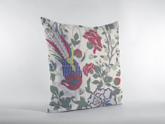 16” Pink Sage Peacock Zippered Suede Throw Pillow