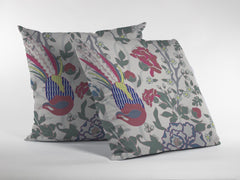 16” Pink Sage Peacock Zippered Suede Throw Pillow - Homeroots