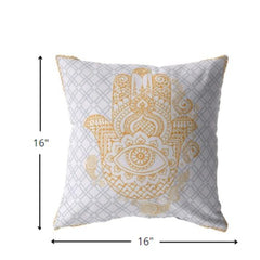 16” Gold Gray Hamsa Suede Zippered Throw Pillow