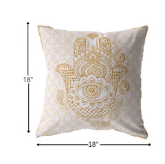 18” Gold White Hamsa Suede Zippered Throw Pillow