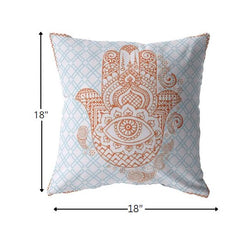 18” Blue Orange Hamsa Suede Zippered Throw Pillow