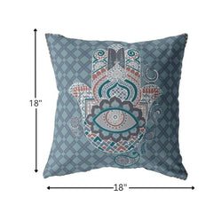 18” Slate Blue Hamsa Suede Zippered Throw Pillow