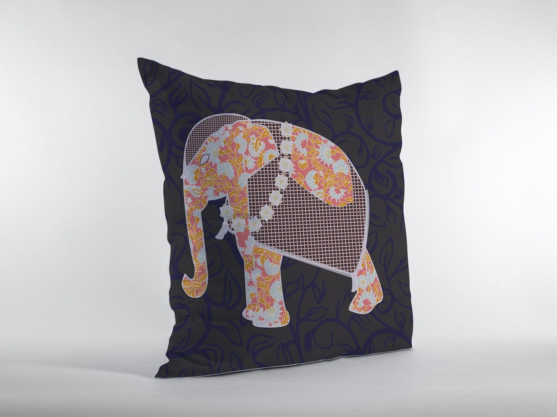 16” Orange Elephant Zippered Suede Throw Pillow - Homeroots