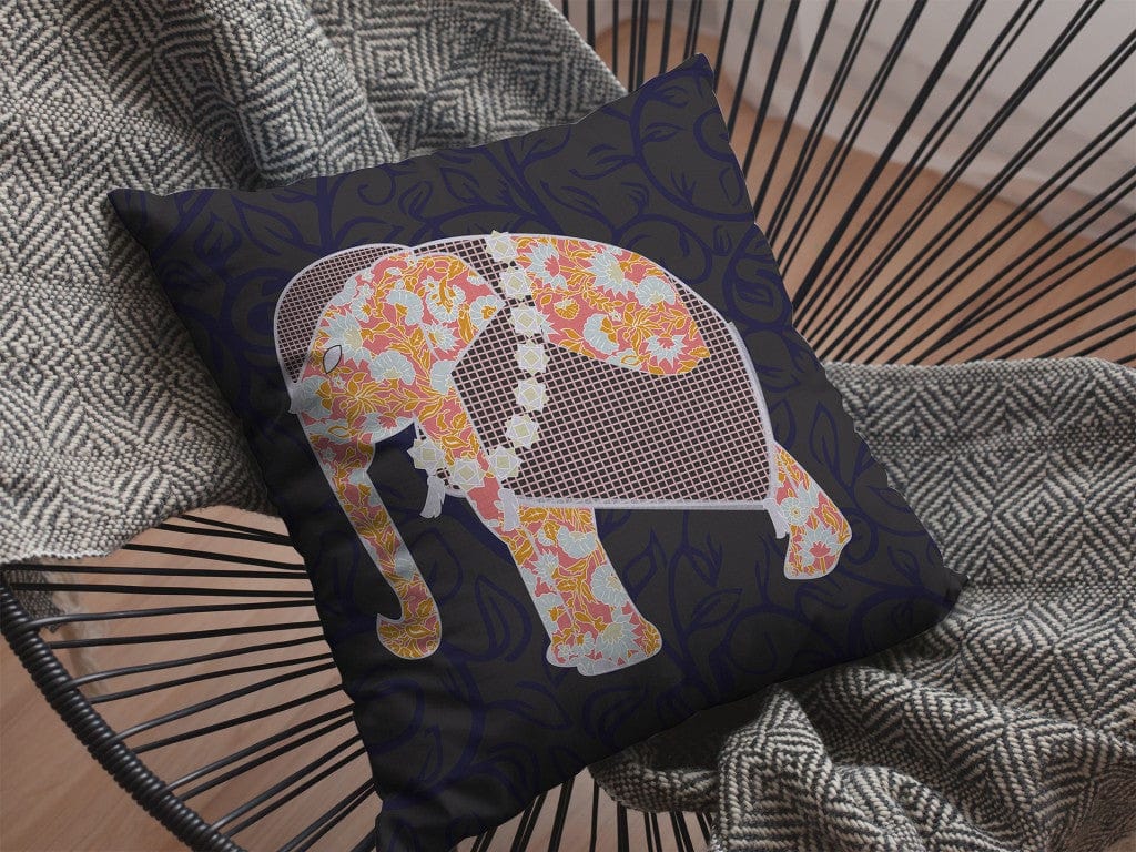 16” Orange Elephant Zippered Suede Throw Pillow - Homeroots