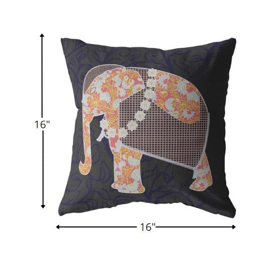 16” Orange Elephant Zippered Suede Throw Pillow - Homeroots