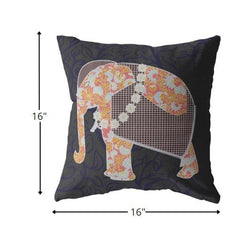 16” Orange Elephant Zippered Suede Throw Pillow - Homeroots