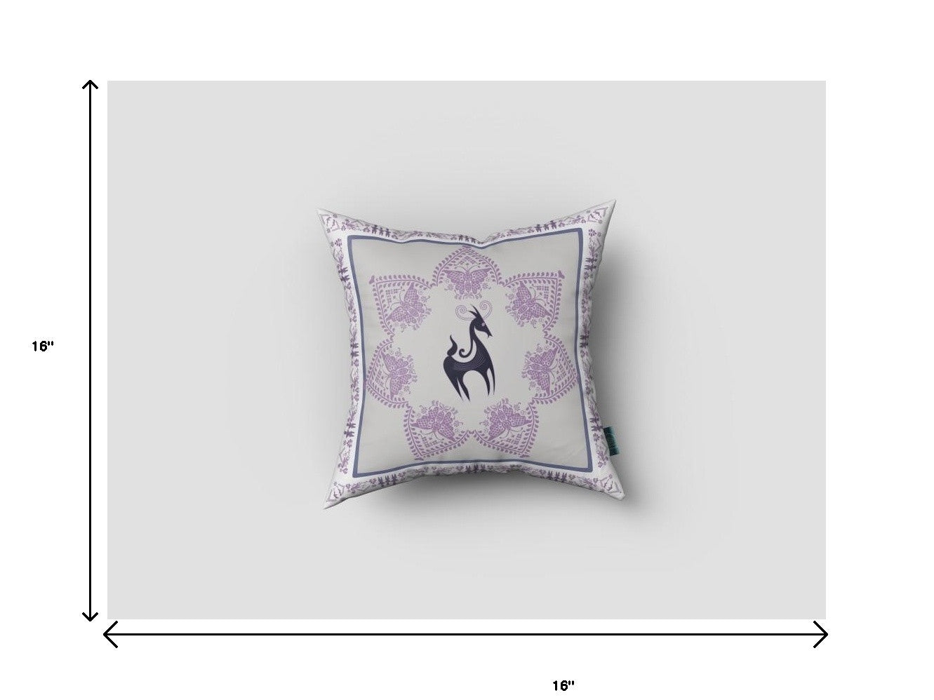 16” Gray Purple Horse Zippered Suede Throw Pillow