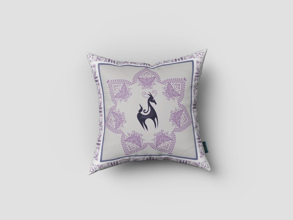 18” Gray Purple Horse Zippered Suede Throw Pillow - Homeroots