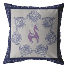 16” Gray Purple Horse Zippered Suede Throw Pillow