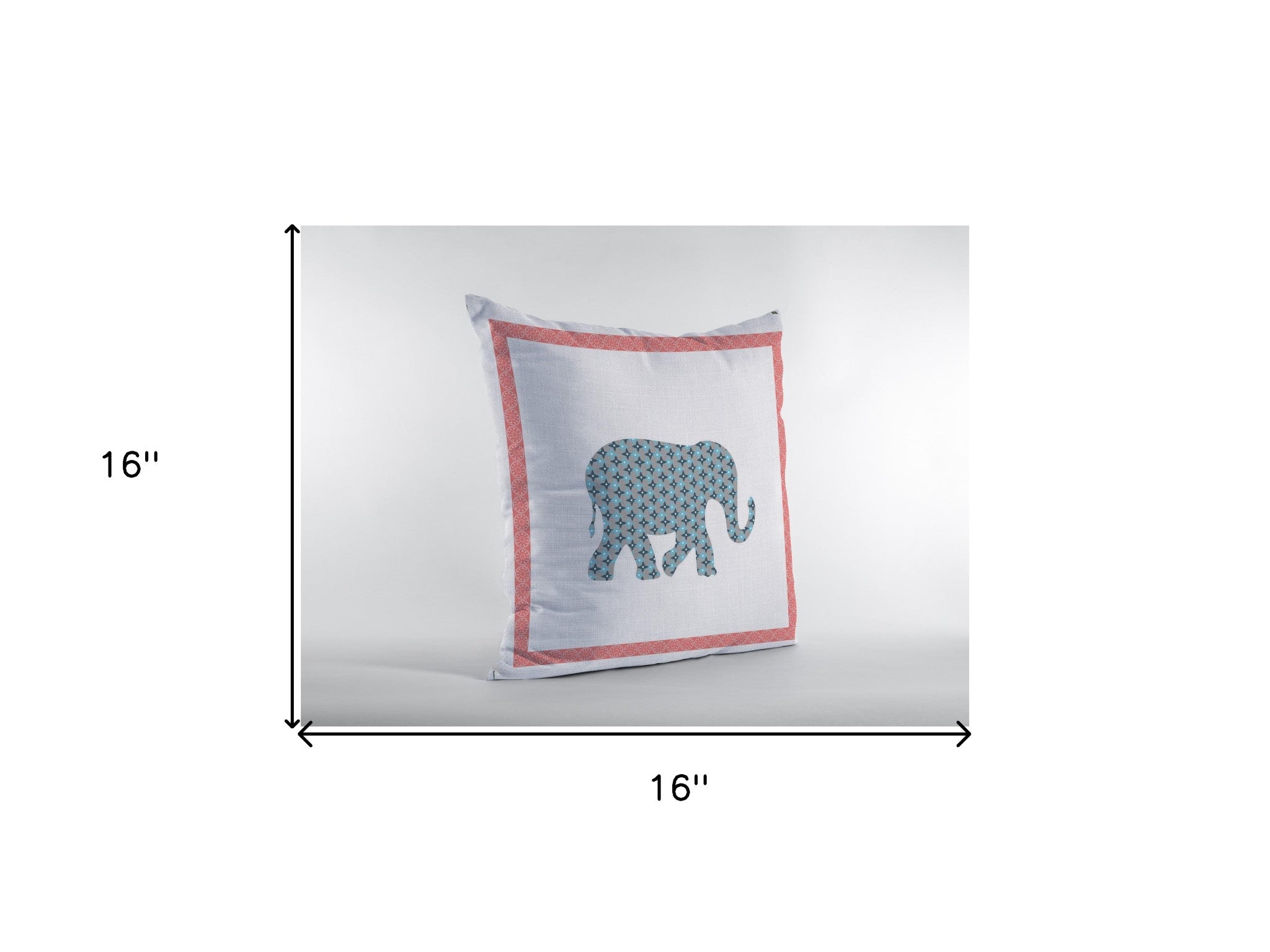 16” Blue Pink Elephant Zippered Suede Throw Pillow - Homeroots