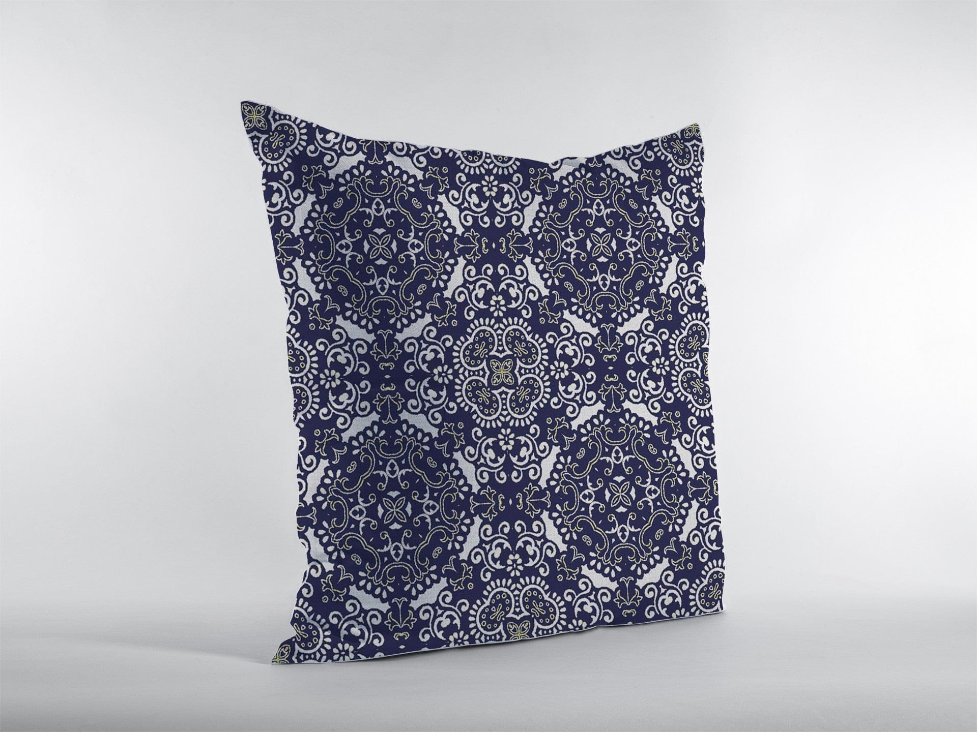 18" Navy Boho Pattern Zippered Suede Throw Pillow - Homeroots