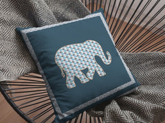 16” Spruce Blue Elephant Zippered Suede Throw Pillow