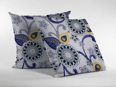 18” Navy White Floral Suede Zippered Throw Pillow - Homeroots